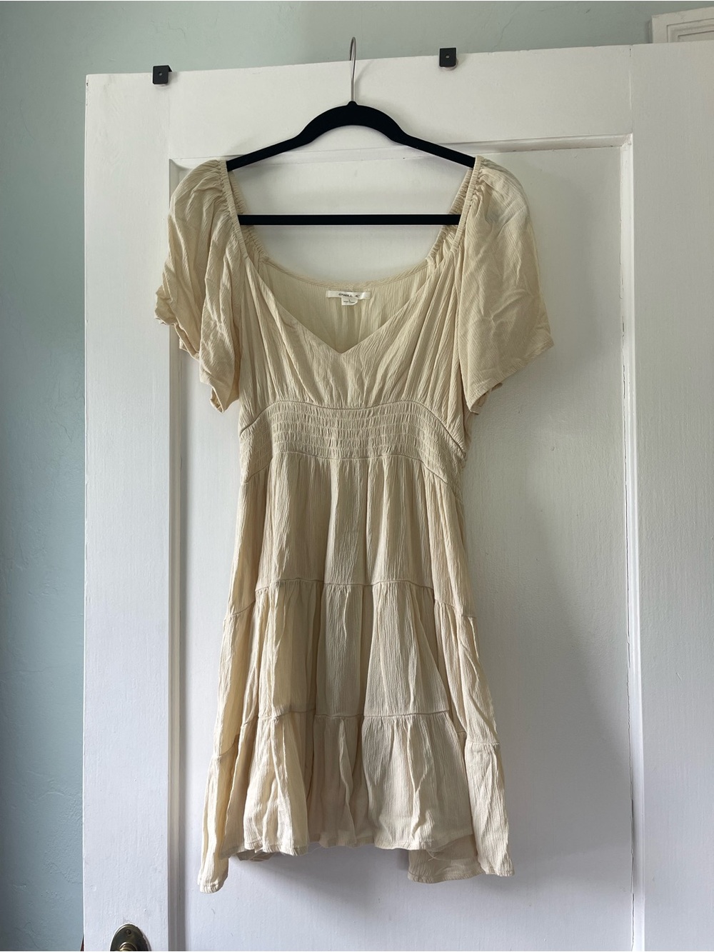 Short Sleeve Tiered V-Neck Babydoll Dress